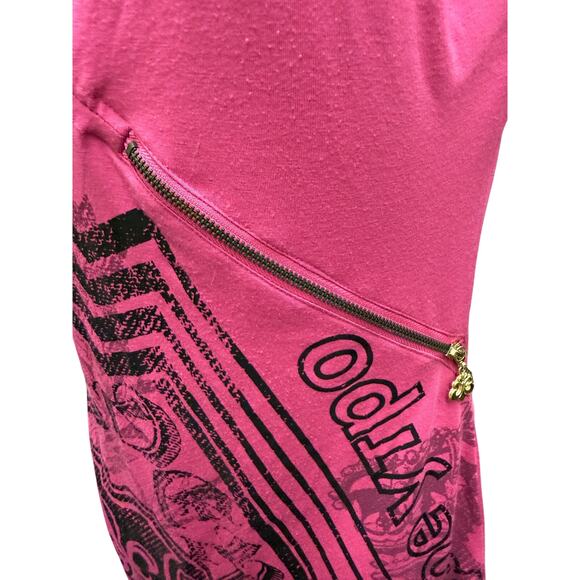 VTG Y2K Dereon Beyonce Womens Medium Fleur De Lis Pink BodyCon Dress Zip Midi - Picture 4 of 5